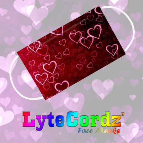 Image of Valentine's Day Heart Love Designs - Adult 3 Ply Disposable Surgical Style Mask