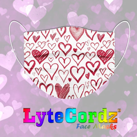 Image of Valentine's Day Heart Love Designs - Adult 3 Ply Disposable Surgical Style Mask