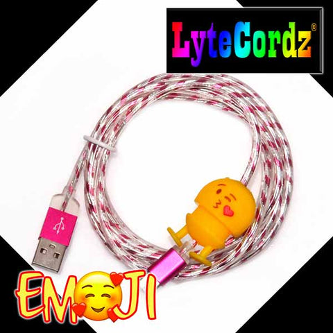 Image of EMOJI - MultiColor Light Up Rainbow Cord with Emoji Cord Protector - iPhone