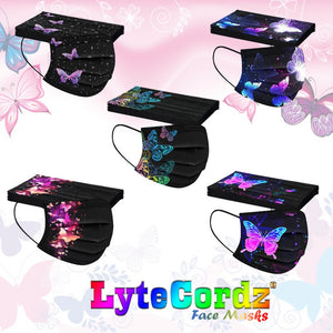 Neon Butterflies - Adult 3 Ply Disposable Surgical Style Mask