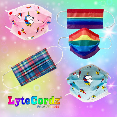 Image of Rainbows and Unicorns - Adult 3 Ply Disposable Surgical Style Mask