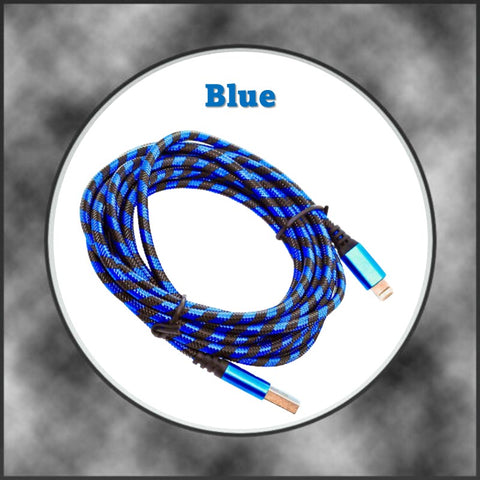 Image of Extra Long Standard Braided Striped Charging Cable - Android Micro