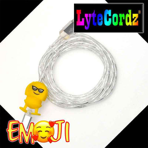 Image of EMOJI - MultiColor Light Up Rainbow Cord with Emoji Cord Protector - iPhone