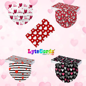 Valentine's Day Heart Love Designs - Adult 3 Ply Disposable Surgical Style Mask