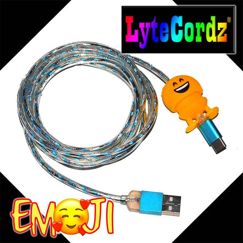 Image of EMOJI - MultiColor Light Up Rainbow Cord with Emoji Cord Protector - TYPE C