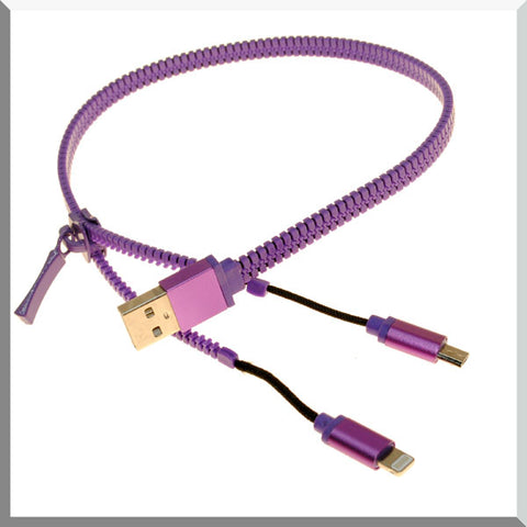 Image of 2 in 1 No Tangle Zipper Cords - iPhone and Android Micro Connectors - 3 Feet