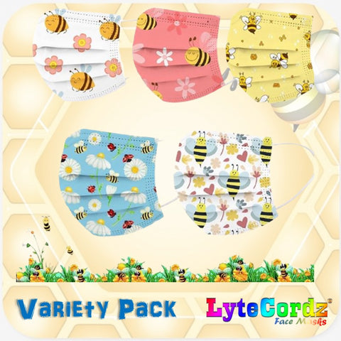 Image of Butterflies and Bumble Bees - Adult 3 Ply Disposable Surgical Style Mask