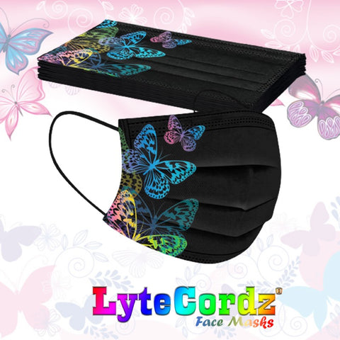 Image of Neon Butterflies - Adult 3 Ply Disposable Surgical Style Mask