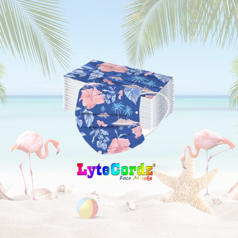 Image of Flamingos and Palm Trees - Adult 3 Ply Disposable Surgical Style Mask