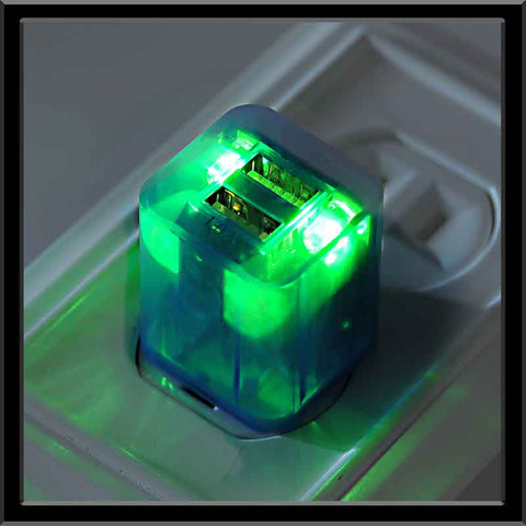 Image of LED Light Up Dual Port Wall Plugs - Color Changing Transparent