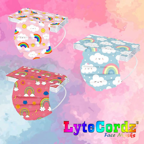 Image of Unicorns, Clouds, Rainbows - 3 Ply Disposable Mask - Child Size