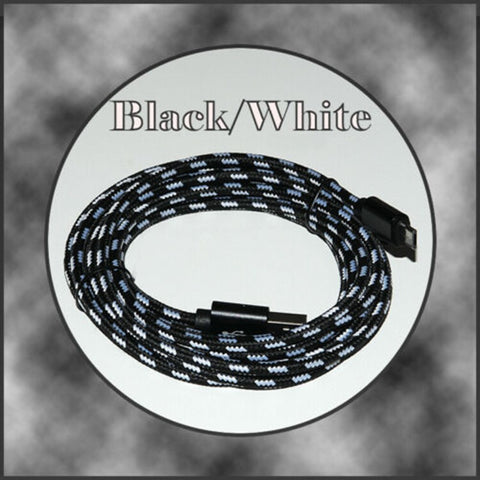 Extra Long Standard Braided Striped Charging Cable - Android Micro