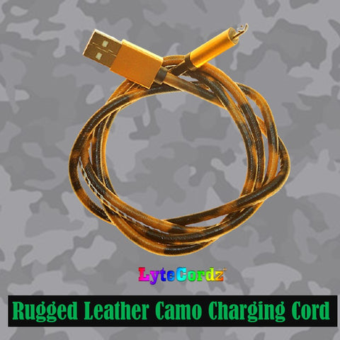 Image of Rugged Leather Camo Charging Cord - 3 Feet - Android Micro