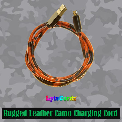 Image of Rugged Leather Camo Charging Cord - 3 Feet - iPhone