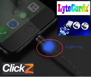 LYTECORDZ CLICKZ - Magnetic Snap Quick Release Charging Cord - All Phones Types
