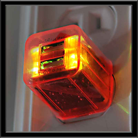 Image of LED Light Up Dual Port Wall Plugs - Color Changing Transparent