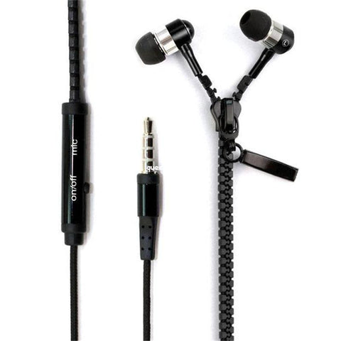 Image of Zipper Metallic No Tangle Earphone Earbuds Headphones with Mic