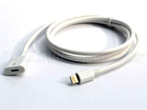 iPhone 5 6 7 8 X Lightning Dock Extension Extender Cable - Black or White