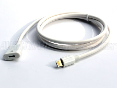 Image of iPhone 5 6 7 8 X Lightning Dock Extension Extender Cable - Black or White